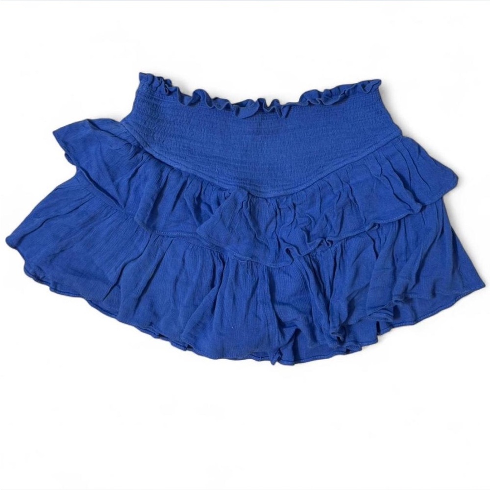 Royal Blue Ruffled Mini Skirt